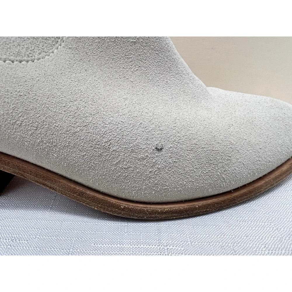 JOIE Adria Ankle Boot Women 8 Grey Good Suede Braided Zip Block Heel Bootie